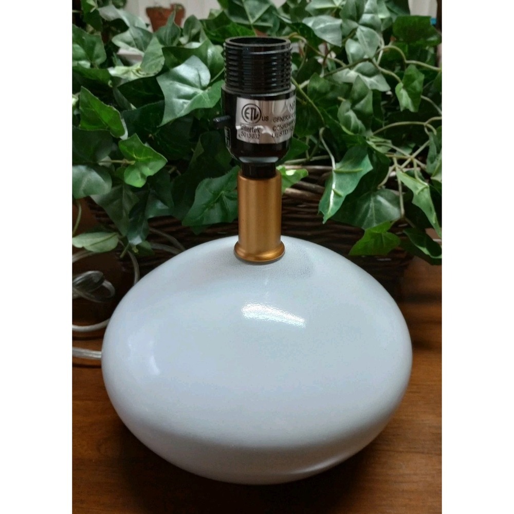 Mid-century Modern Grayish White Ceramic Accent Lamp 10.25"